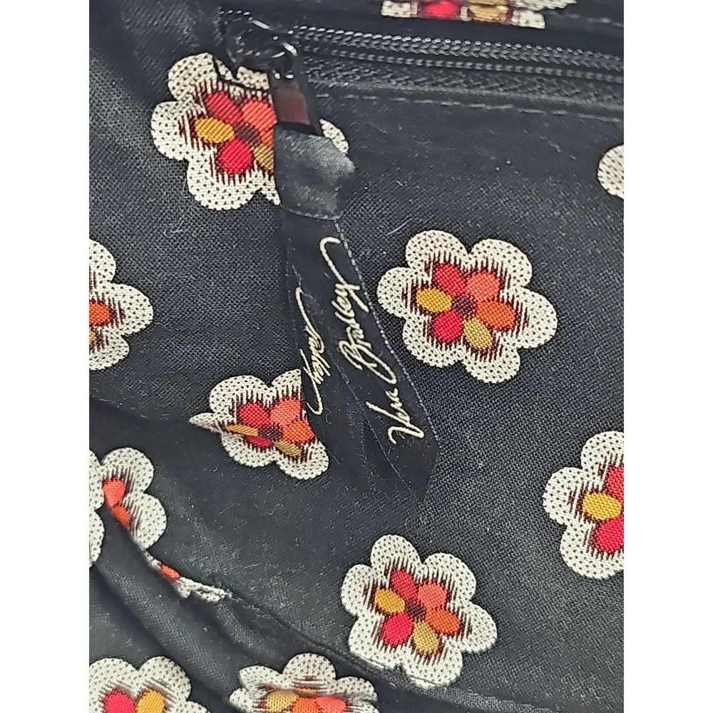 Vera Bradley Black Red Vinyl Hobo Shoulder Bag Bow Accent Fabric Lining Purse